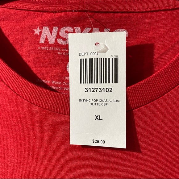 NEW - NSYNC Home For Christmas Album Cover Glitter Boyfriend Fit T-Shirt XL - Picture 5 of 7